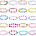 Hicarer 20-Piece Girl's Rainbow Bead Bracelets - Colorful, Stretchy Princess Bracelets for Princess Birthday Present (Vivid Style)