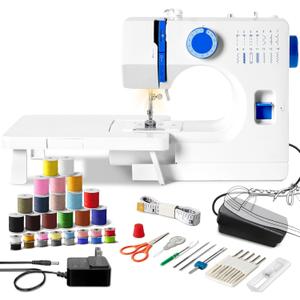 Mini Sewing Machine, Dual Speed Double Needle, 14 Stitch Portable Sewing Machine for Beginners, Adults, Home Use