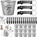 Vesici 50 Sets Baby Shower Favors 1.5 oz Stainless Steel Shot Glasses Cute Bottle Opener Keychains Thank You Tags Bags Thanksgiving/Fall/Gender Reveal Party Return Gift Guest (Black)