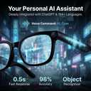 AI Smart Glasses with Camera, 4K HD Video Audio Recording, 164+ Languages Real-Time Translation Bluetooth Sunglasses, AI Voice Assistant, Photochromic Lenses，Voice Control Smart Glasses for Men Women