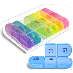 Weekly Pill Organizer 3 Times a Day  7 Day Medicine Pill Organizer and Travel Pill Box with Large Openings, Elegant Pill Case for Easy Use  Morning Noon Evening Compartments for Pills, Vitamins