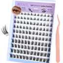 Self Adhesive Eyelash Clusters Press on Lash Clusters Pre glued Lashes Wispy Lash Extensions No Glue Needed Manga Lashes Clusters Natural Cluster Eyelash Extensions Kit with Tweezers (8-18mm,C Curl)