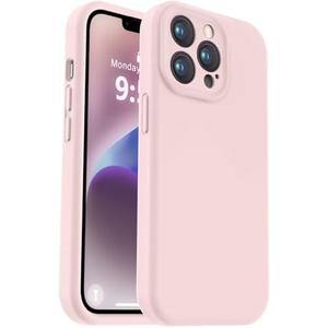 Vooii Compatible with iPhone 13 Pro Case, Liquid Silicone Upgrade [Camera Protection] [Soft Anti-Scratch Microfiber Lining] Shockproof Phone Case for iPhone 13 Pro 6.1 inch - Chalk Pink