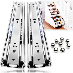YENUO Heavy Duty Drawer Slides Full Extension Side Mount 12 14 16 18 20 22 24 26 28 30 32 34 36 40 Inch Metal Rails Track Guide Glides Runners 100 Lbs 1 Pair (Without Lock, 38 inch)