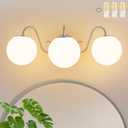 3 Lights Vintage Bathroom Vanity Light Fixtures Over Mirror, Brushed Nickel Vanity Lights For Bathroom With Milk White Glass Globe Shade, Wall Lights For Bedroom, Hallway, Dressing Table(G9 Incl.)