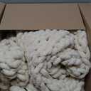 Bigacogo Chunky Knit Throw Blanket for Couch, 51x63 inches, 100% Hand Knitted with Thick Jumbo Chenille Yarn, Cozy Soft Large Rope Knot Cable Crochet Blankets for Sofa Bed Living Room, Beige, 51"x63" (Large Size Throw