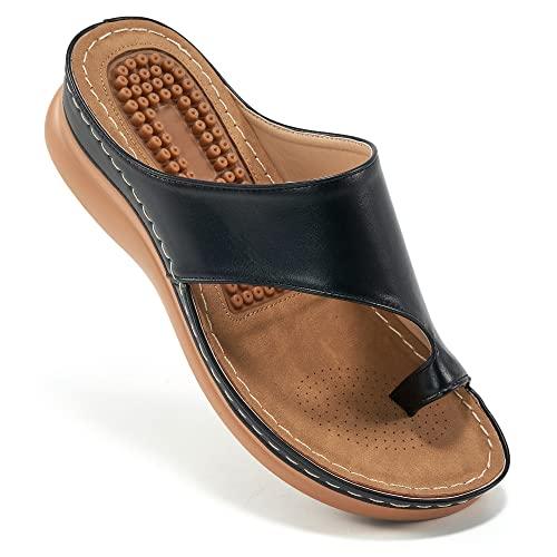 Aomigoct Sandals for Women Wedge Shoes: Comfortable Orthopedic Sandals Womens Dressy Summer Flip Flops Casual Walking Wedges 40