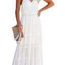 PRETTYGARDEN Women's Casual Summer Dress Spaghetti Strap Sleeveless High Waist Beach Long Maxi Sun Dresses (White,Small)