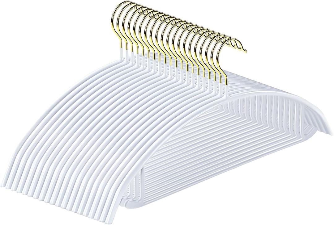 MOPALL Clothes Hangers 20 Pack, Non Slip Hangers Sweater Hanger No Shoulder Bump, 16.5 Inch Wide Durable and Strong Shirt Coat Dress Skirt Suit Hangers with Pants Bar for Laundry & Everyday Use, White