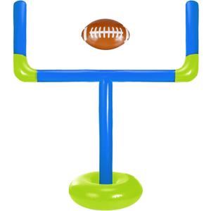 Inflatable Jumbo Football Set Inflatable Football Goal with Beach Ball Target Goal Post Ball Accessories Outdoor Sport Summer Beach Pool Games for Practice and Fun (Blue, Cyan)