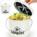 Small Kitchen Compost Bin, 1 Gallon Odorless Composter Container, Food Waste Bucket with Charcoal Filter Lid, Indoor Farmhouse Composting Pail Canister for Trash Scraps, Carrying Handle