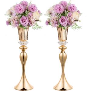 Metal Trumpet Wedding Flower Vases, 22" Tall Elegant Table Centerpiece Vases, Gold Flower Arrangement Stands for Anniversary Ceremony Birthday Party Event Wedding Home Decoration (Gold, 22"-2pcs)