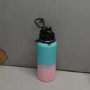 32/40/64 OZ Water Bottle with Straw - Spout Lid, Kepp Cold-48H Hot-24H, Insulated Water Bottles with Strap Carrier Bag, Paracord Handle, Protective Boot, Leakproof Metal Hydro Water Flask (Green Pink Gradient)