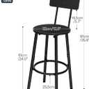 HOOBRO Bar Stools,Set of 2 Round Bar Stools with Back,25.2" Bar Chairs for Kitchen Island, Dining Room,Counter Height Barstools, Easy to Assemble, Black BK32BY01G2