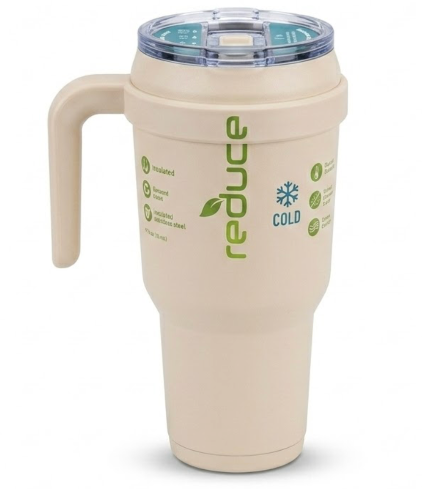 Reduce 40 oz Stainless Steel Tumbler with Handle - Dual-Wall Vacuum Insulated Travel Mug, Sweat-Proof Lid & Reusable Straw - Keeps Drinks Cold for 24 Hrs, Fits Cupholders, Dishwasher Safe -Pina Colada
