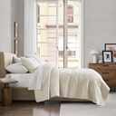 Beige 100% Cotton Quilt King Size Bedding Sets with 2 Pillow Shams, Lightweight Textured Farmhouse Country Bedspread Soft Shabby Chic Patterned Coverlet for All Season, 3 Pieces, King(106"x96"）