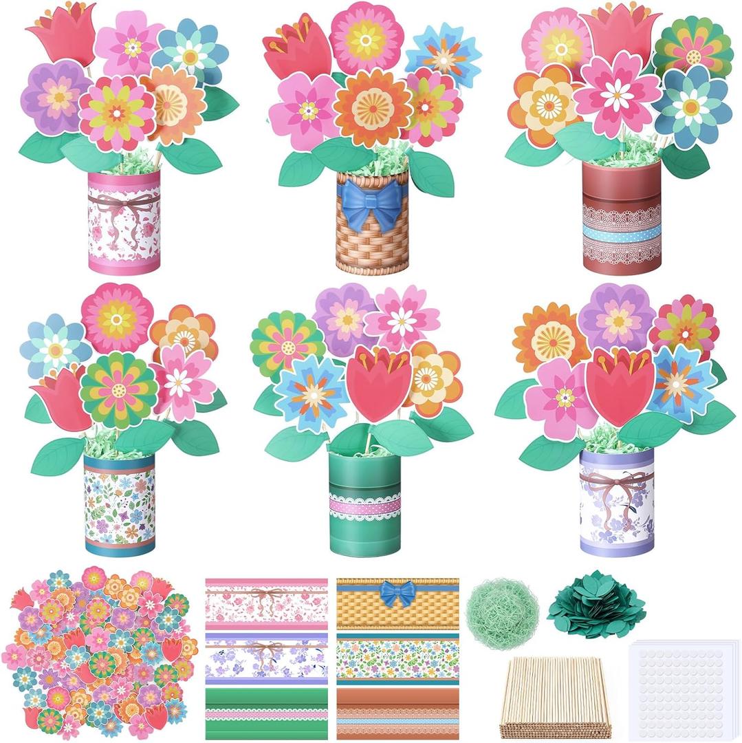 Glenmal Mother's Day Crafts 3D DIY Mother's Day Flower Pot Craft Large Paper Craft for Spring Handmade Project, Graduation, Anniversary, Birthday, Congratulations Home Decor