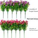HyeFlora Artificial Flowers for Outdoor Indoor Garden Home Decoration, Faux Flower Daisy with Eucalyptus Leaves Fake Plants Greenery Boxwood Porch Patio, 12 Bundles (Purple Pink)