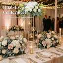 Clear Acrylic Vases Flower Stand Wedding Centerpieces with Hanging Glass Tealight Globe Candle Holders for Event Party Table Decoration Display Rack Column (2, 32 inch)