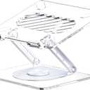 Acrylic Laptop Stand for Desk with 360 Rotating Base Ergonimic Foldable Clear Laptop Riser Compatible with MacBook Pro/Air Notebook up to 16 Inches, Acrylic Transparent (New Clear)