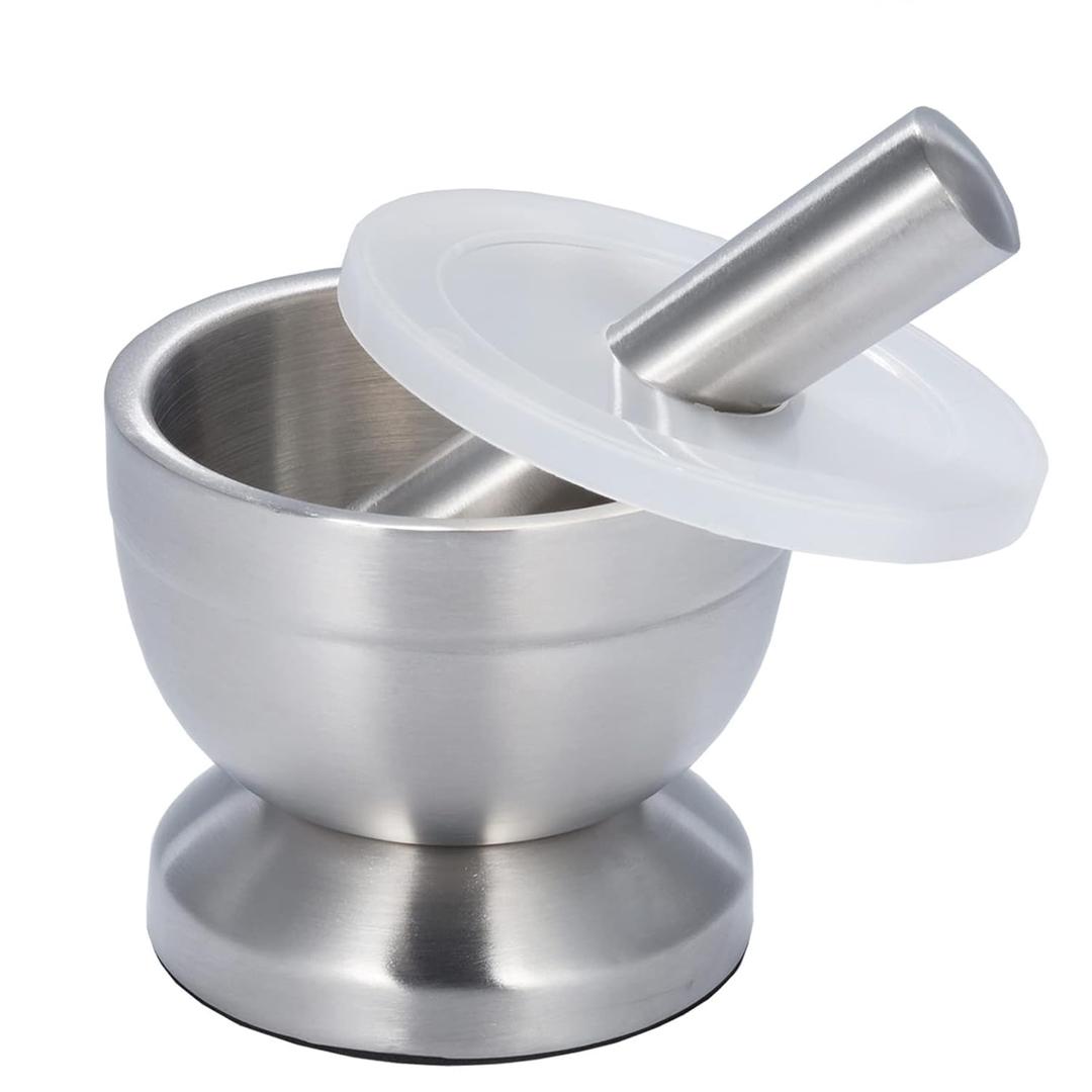 Stainless Steel Mortar and PestlePill Crusher for Grinding Herbs Spices, Kitchen Spices Herbs Pesto Grinder (Large)
