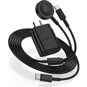 for Samsung Watch Charger Fast Charging,2 in 1 Galaxy Watch Phone Charger 6ft with 25W USBC Charger Compatible with Galaxy Watch 8/7/Ultra/6/6 Classic/5/5Pro/4/4 Classic/3/Active2/1/S24/S23/S22/21 (Black)