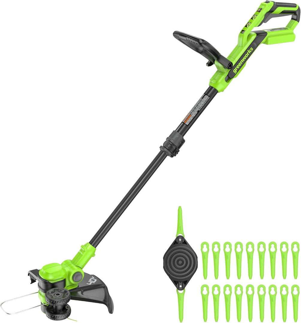 Greenworks 40V 13" 2-in-1 Cordless Trimmer/Edger w/ 20 Blades, Heavy Duty for Thick Weeds/Brush, Edges Fence/Sidewalk, Gas-Free Lightweight, Battery and Charger Not Included