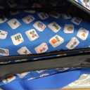 American Mahjong Tile Set, 166 White Tiles & 4 All-in-One Wooden Racks with Pushers, Mah Jongg Game Sets with Blue Mahjong-Themed Carrying Bag