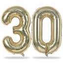 Champagne Gold Number 30 Balloons, 40 Inch Light Gold Foil Number 3 & 0 Balloons for Women, Self Inflating 30th Birthday Balloons for 30 Year Old Men Anniversary Birthday Party Decorations Supplies