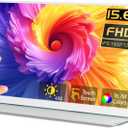 Prechen 15.6'' Touchscreen Portable Monitor, FHD IPS Display with Built-in Speaker & Protective Case, 10-Point Touch Screen, HDMI & USB-C Travel Monitors for Laptop, PC, Phone,Metal Gray + White