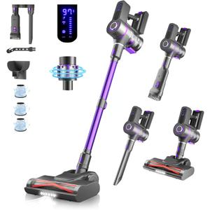 Cordless Vacuum Cleaner, Up to 60 Mins 2500mAh Detachable Battery, Stick Vacuum Cleaners LED Touch Screen, Wall Mount Charging, Wireless Vacuum for Home Hair Pet Hardwood Carpet Floor