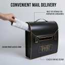 Wall-Mounted Mailbox with Newspaper Holder, Waterproof & Rust-Proof Galvanized Steel, Large Capacity for Outdoor Use, 13.82 x 12.8 x 4.17 Inch-Black