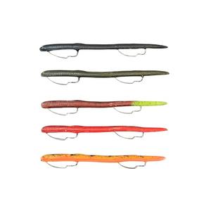 DeLong Lures 10" Pre-Rigged Weedless Swim Bait – Twister Tail Soft Plastic Bass Fishing Lure, Motor Oil, Durable Freshwater Bait, 5-Pack, Made in USA