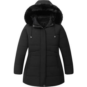 Women's Plus Size Winter Coat Waterproof warm Down Coat Detachable Hooded Parka Jacket (3X, Black)