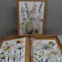 SYWENNOI Wood Framed Green Botanical Canvas Wall Art, Boho Floral Watercolor Art Wall Decor, Minimalist Flower Pictures Poster Prints for Bedroom Bathroom Living Room Ready to Hang 12x16 Inches