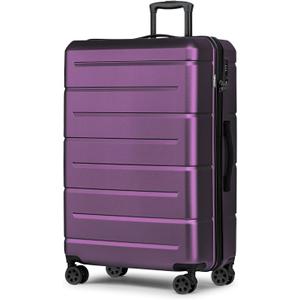 KYME Large Suitcases with Wheels Hardshell 28 Inch Luggage TSA Approved Big Checked Luggage Durable Travel Rolling Suitcase for Women Dark Purple
