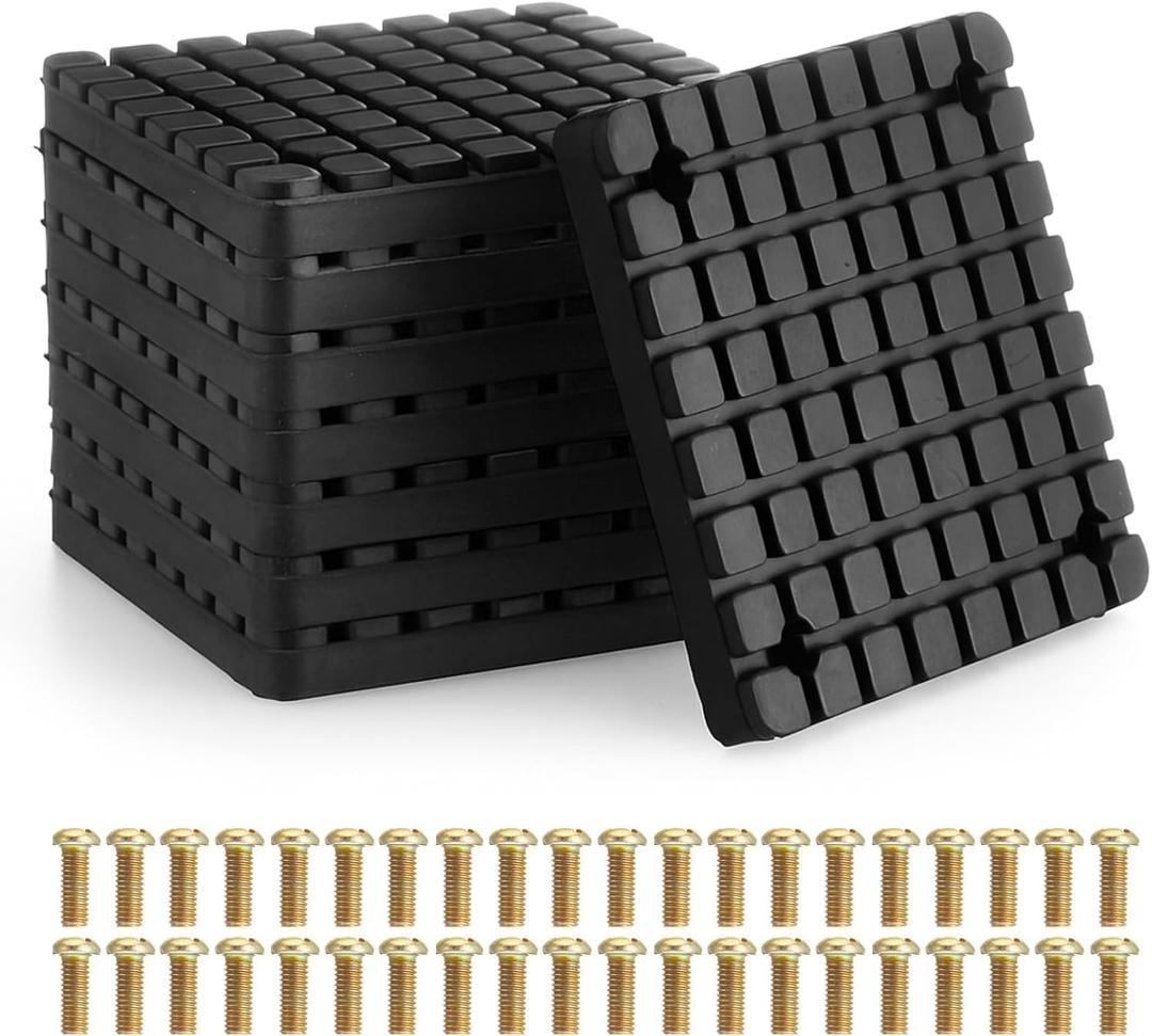 Nuanchu 8 Pcs 4-3/4" x 4-3/4" x 0.47" Square Rubber Auto Lift Arm Spacer Pad Anti-Slip Jack Stand Pad for 2-Post Car Lift with 32 Screws for Automobile Lifts, Jacks, & Racks