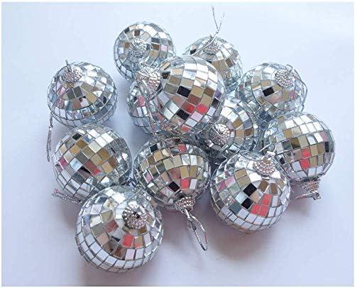 12 Pcs 2 Inch Disco Ball Decoration Hanging Mirror Ornament Bar Party Wedding Christmas Xmas Tree Decorations