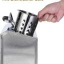uxcell Commercial Utensil Holder, Stainless Steel Cylinder Flatware Silverware Utensil Holder Caddy Drying Rack Countertop Silverware Organizer (4 Holes)