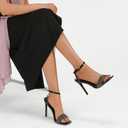 Women's Stiletto Heels, Crystal High Heels Rhinestone Silver Sandals Open Square Toe Ankle Strap Heels Strappy Dress Shoes for Party Wedding Bridal