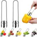 Red Bell Pepper Seed Corer, 2Pcs Stainless Steel Fruit and Vegetable Corers Tool, Multifunctional Vegetables Fruit Corer Kitchen Gadget for Apple, Pear, Tomato