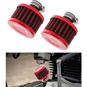 Bylikeho 2Pcs Mini Air Filter Vent Crankcase Breather, Cold Air Intake Filter for Car, Motorcycle (Red)