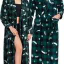 EA'S SECRET Matching Christmas Robes for Couples Plush Fleece Robe Full Length Warm Long Bathrobe Lightweight Spa Robes (XX-Large, A2-mens-Green Plaid Pattern)