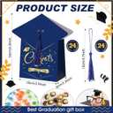 Fullhawl 24 Sets Graduation Cap Gift Box Congrats Graduation Gift Candy Box with Tassel Graduation Party Favors Graduation Centerpieces for Tables Decorations (Blue)