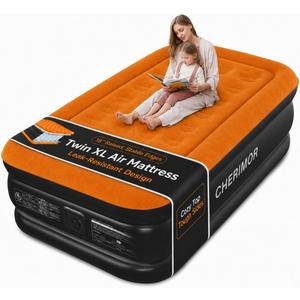 CHERIMOR Twin XL Air Mattress with Built-in Pump, 80" Extra Long, Reinforced Support Design, Stable & Durable, 500 lbs Capacity, 2-Min Fast Inflation, Portable Blow Up Bed for Home Guests & Travel