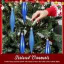 16 Pcs Large Droplet Christmas Ornaments 6 Inch Christmas Droplet Tree Ornaments Xmas Tree Hanging Decorations Shatterproof Glitter Mercury Baubles for Xmas Holiday Decoration (Navy Blue)