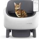Open-Top Self Cleaning Litter Box, Automatic Litter Box with Dual Safety Sensors, Anti-Pinch Protection, Large Capacity, APP Control, White-Grey