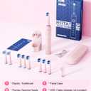 Rtauys Rotating Electric Toothbrush for Adults with 8 Brush Heads (2 Types), 5 Modes Rechargeable Power Toothbrush with Travel Case and 2 Minute Smrte Timer (Pink)