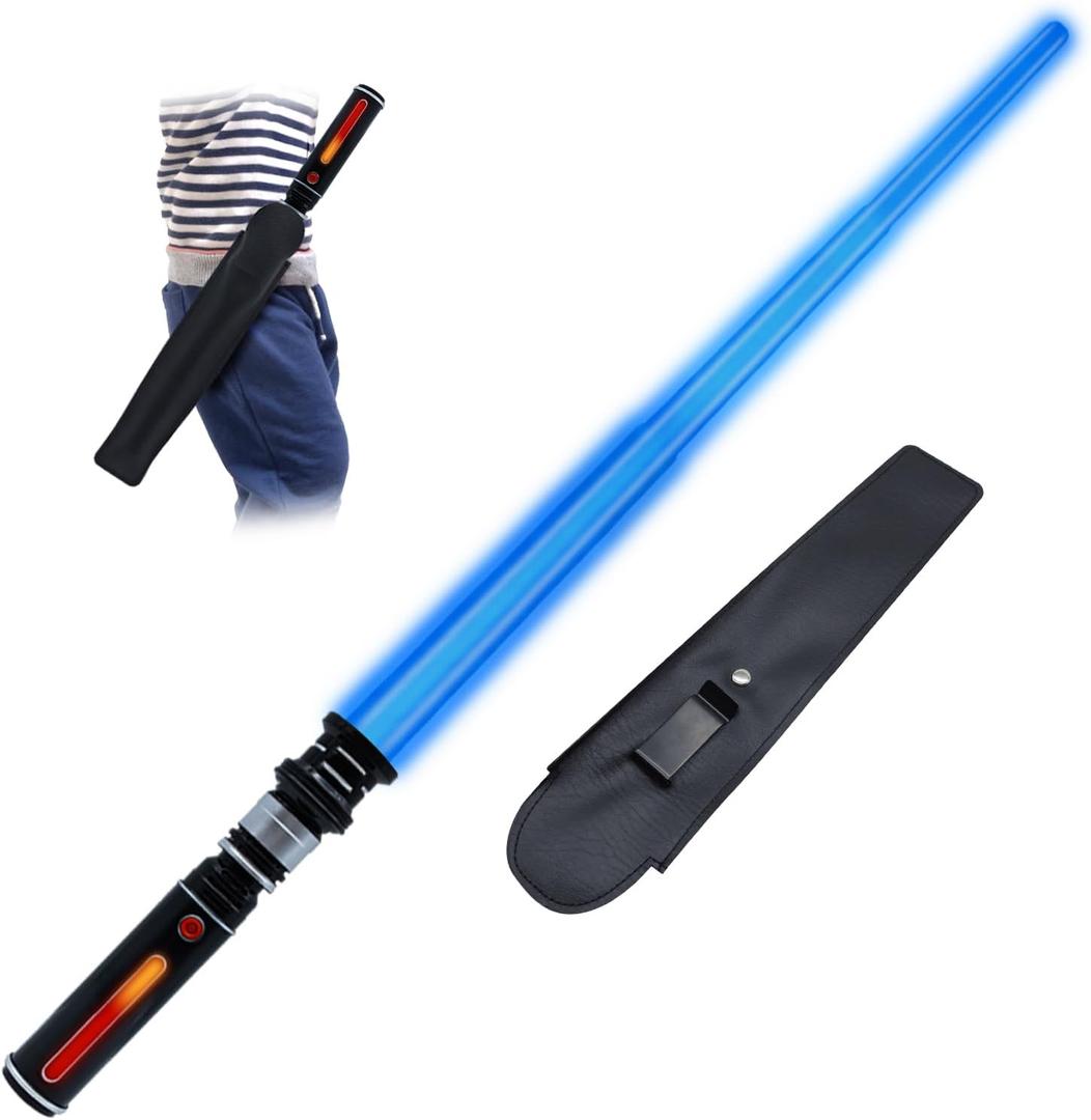Light Up Saber for Kids, Blue Light Swords with FX Sound for Galaxy War Fighter Warriors Halloween Dress Up Parties (with Belt Clip)