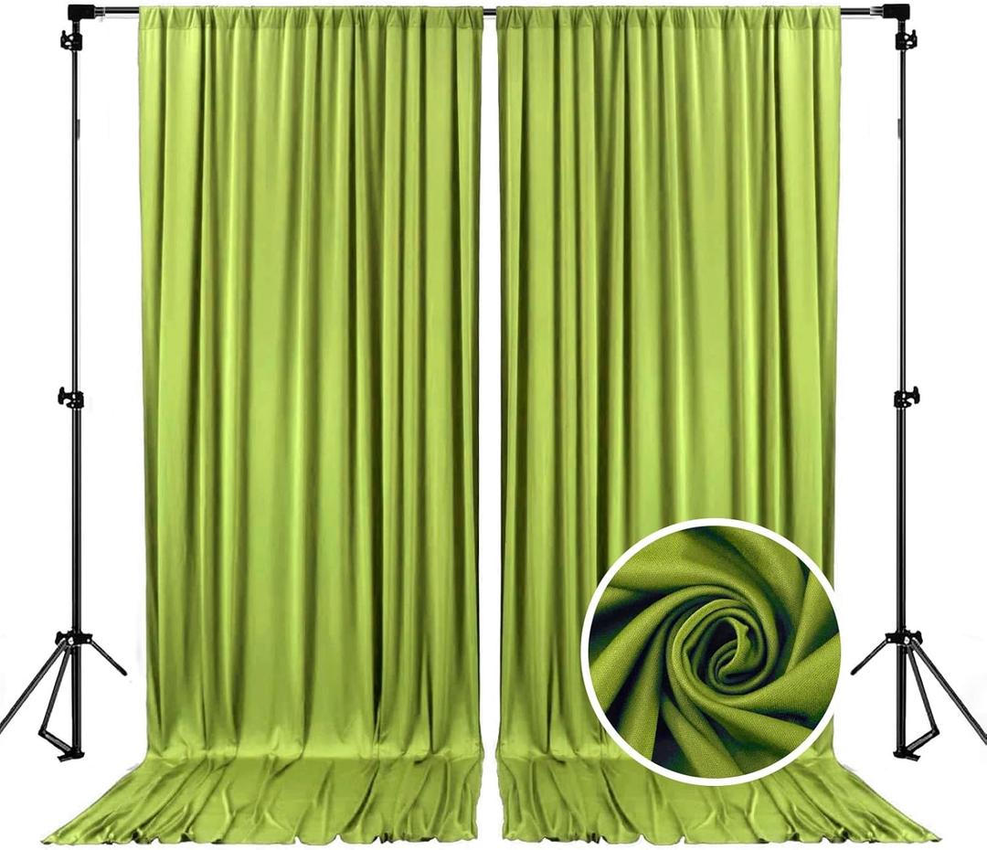 10 x 10 Feet Olive-Green Backdrop Curtain for Partie, Background Curtains for Photoshoot, Birthday, Wedding, Halloween, Thanksgiving, Christmas, New Year Party Decorations 5Ft x 10Ft, 2 Panels